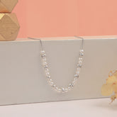 Silver Pearl With Vertical Beads Pendant Chain